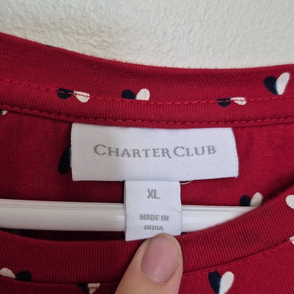 Charter Club Women’s Red Heart Print Long Sleeve Top – Size XL - Picture 4 of 6